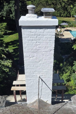 Painted Brick Chimney Tuck Pointing