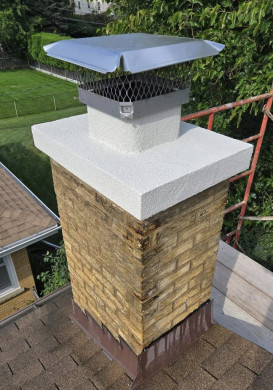 Chimney Repair with Stucco Concrete Cap